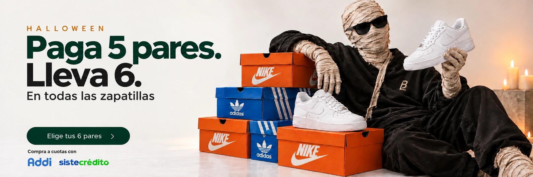 Elige 6 y paga 5 · en todas las zapatillas