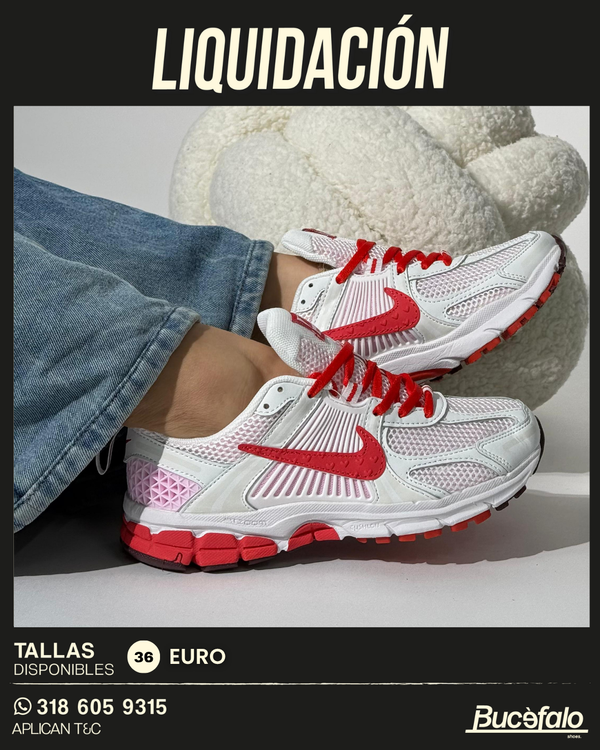 NK Zoom Vomero Blanco Rojo – Impacto y Comodidad 🔥