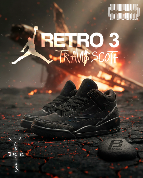 JDN Retro 3 x Travis Scott – Edición Exclusiva en Negro