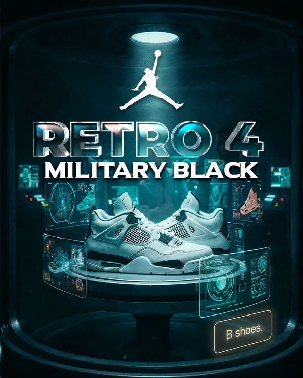 JDN Retro 4 Military Black – Estilo y Versatilidad