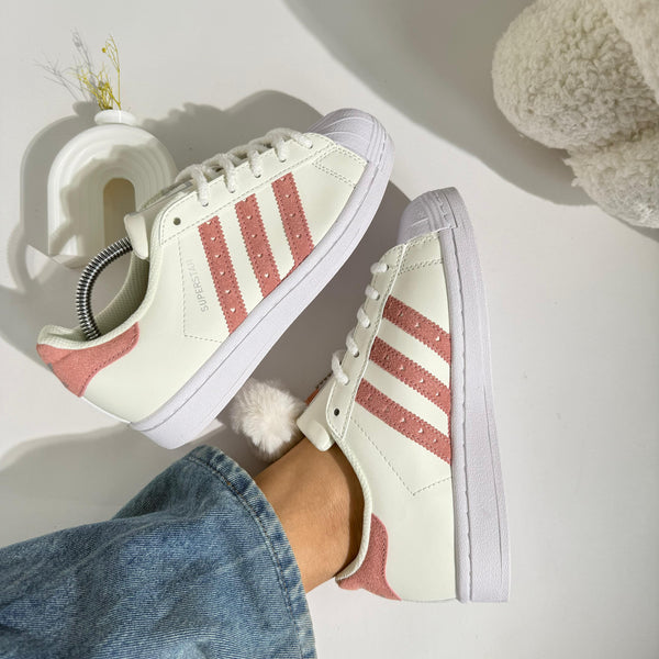 Zapatillas ADDS Superstar White-Pink – Clásico con Toque Femenino